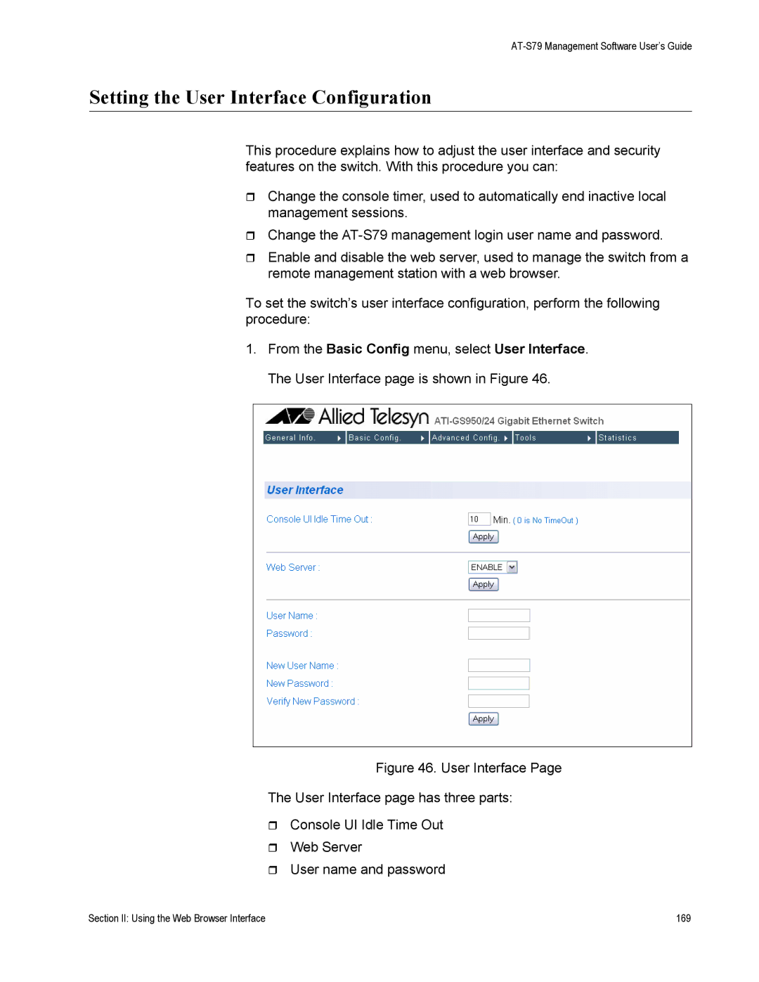 Allied Telesis AT-S79 manual Section II Using the Web Browser Interface 169 