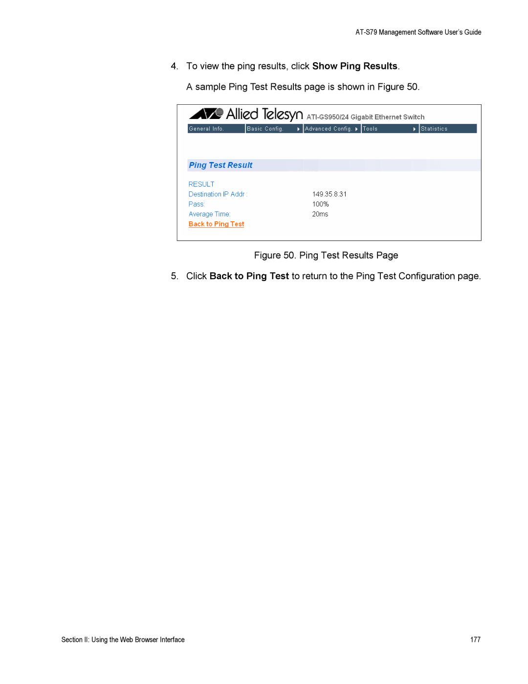 Allied Telesis AT-S79 manual Section II Using the Web Browser Interface 177 