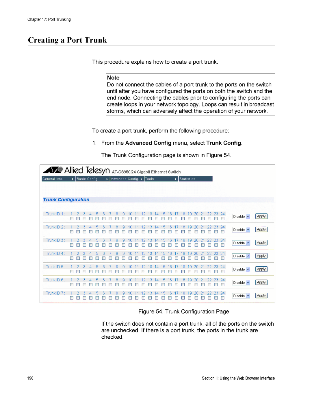 Allied Telesis AT-S79 manual Section II Using the Web Browser Interface 