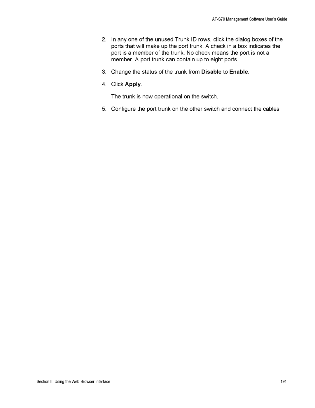 Allied Telesis AT-S79 manual Section II Using the Web Browser Interface 191 