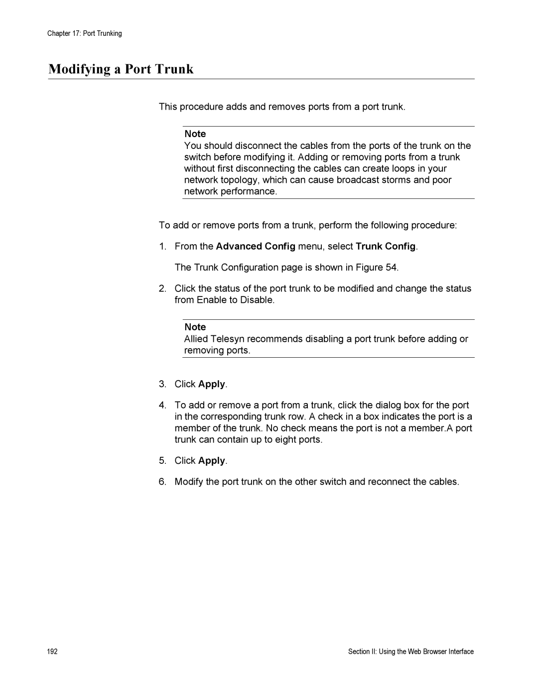 Allied Telesis AT-S79 manual Section II Using the Web Browser Interface 