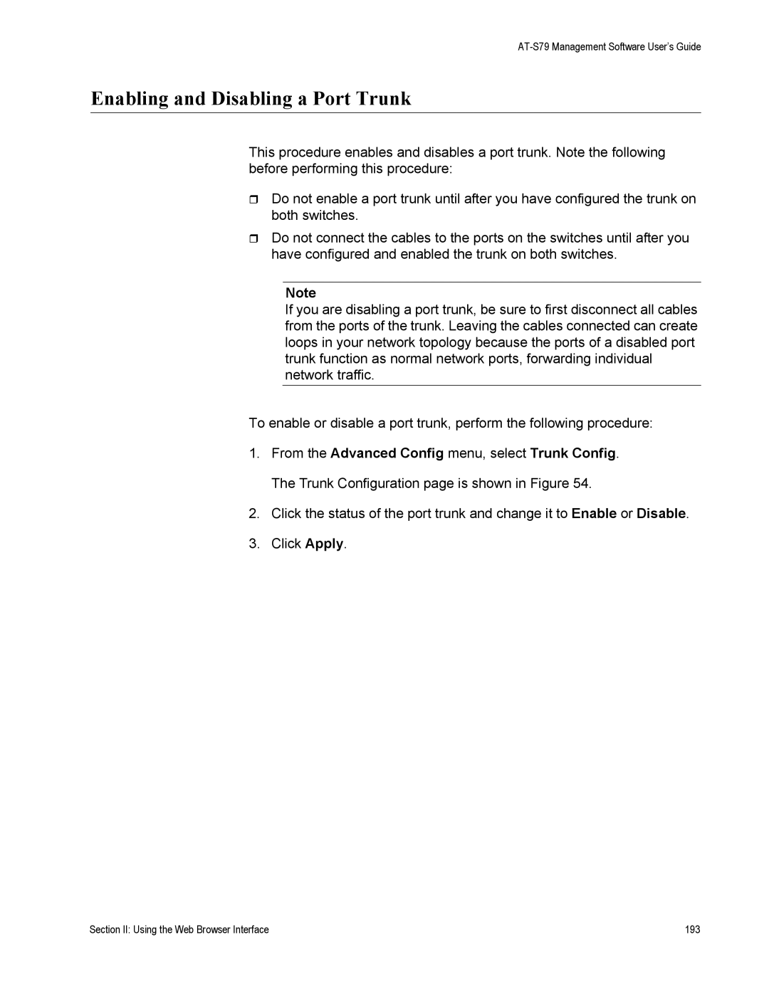 Allied Telesis AT-S79 manual Section II Using the Web Browser Interface 193 