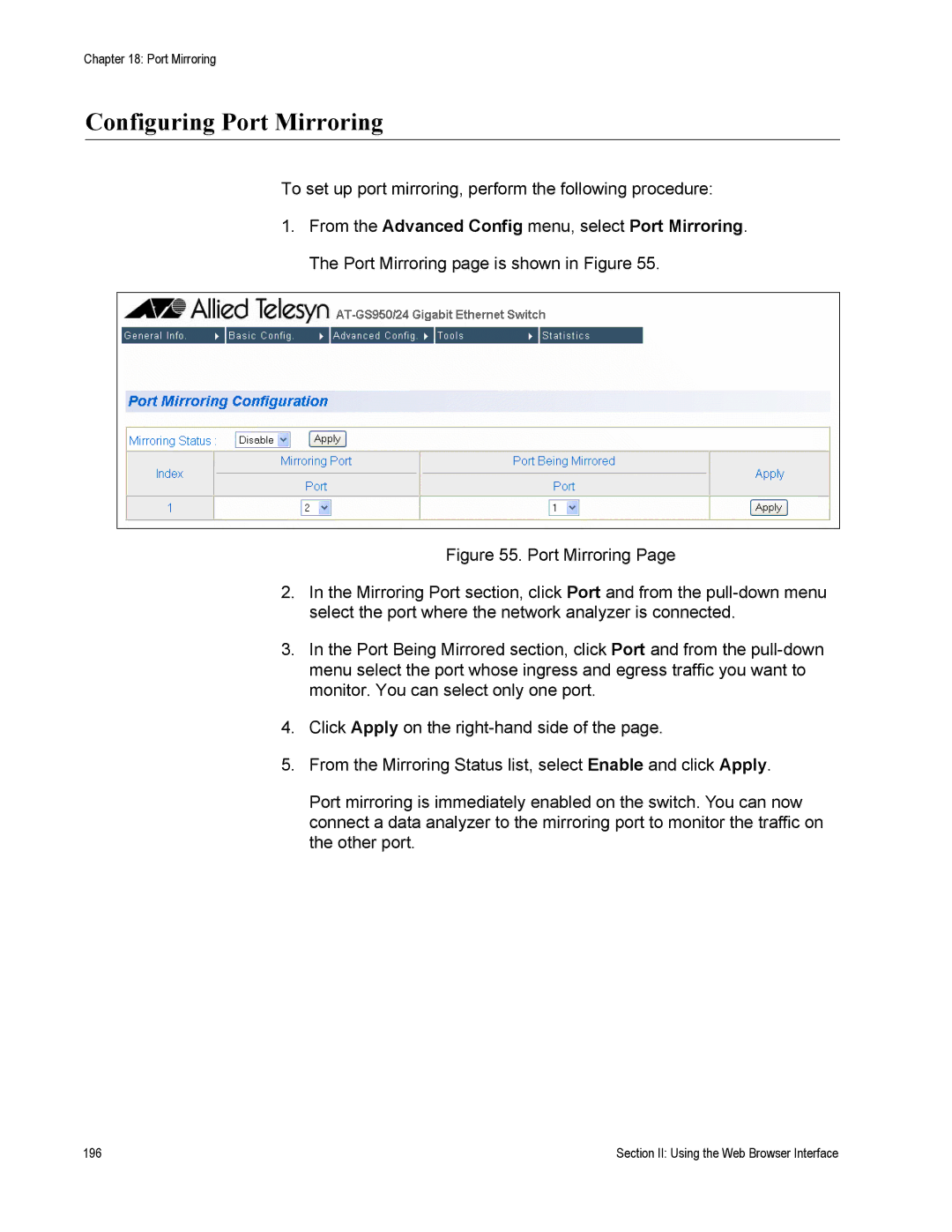 Allied Telesis AT-S79 manual Section II Using the Web Browser Interface 