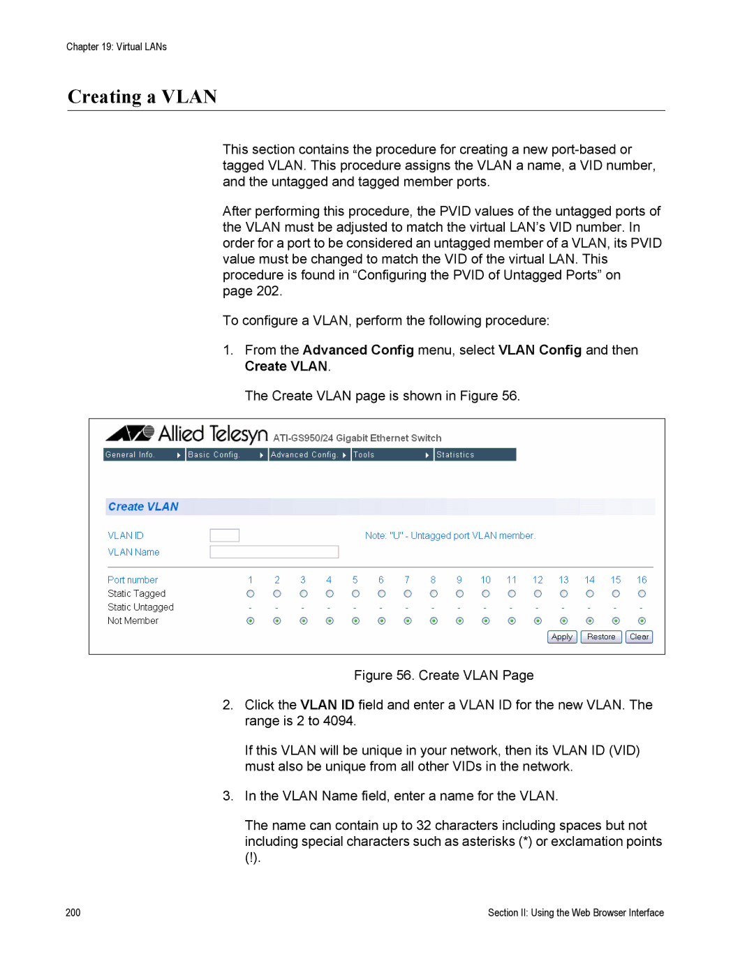 Allied Telesis AT-S79 manual Section II Using the Web Browser Interface 