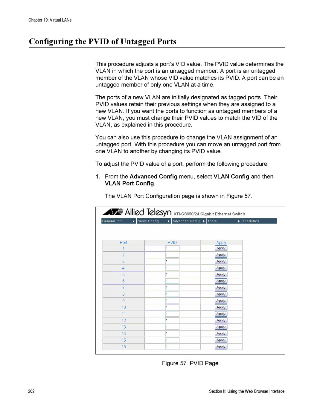 Allied Telesis AT-S79 manual Section II Using the Web Browser Interface 