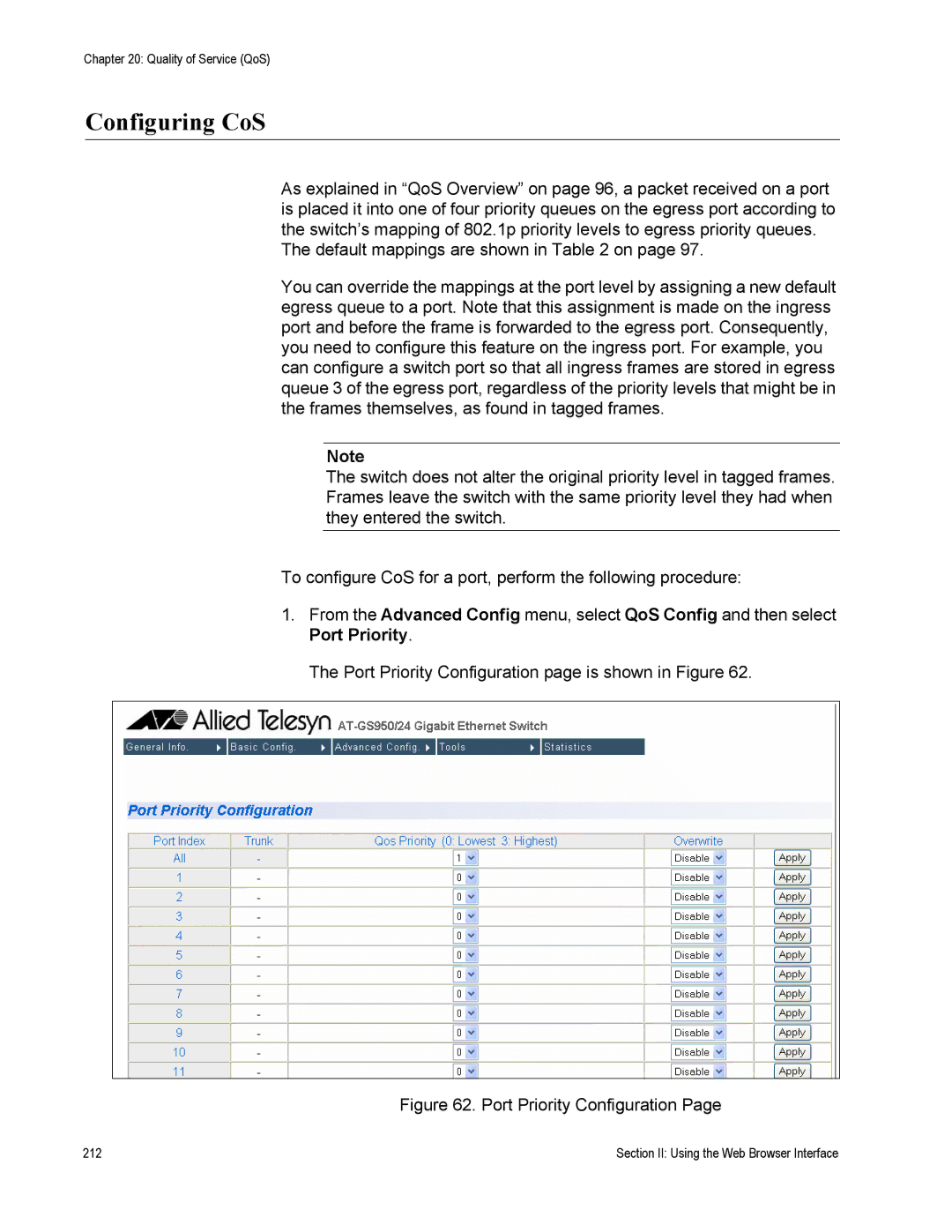 Allied Telesis AT-S79 manual Port Priority Configuration 