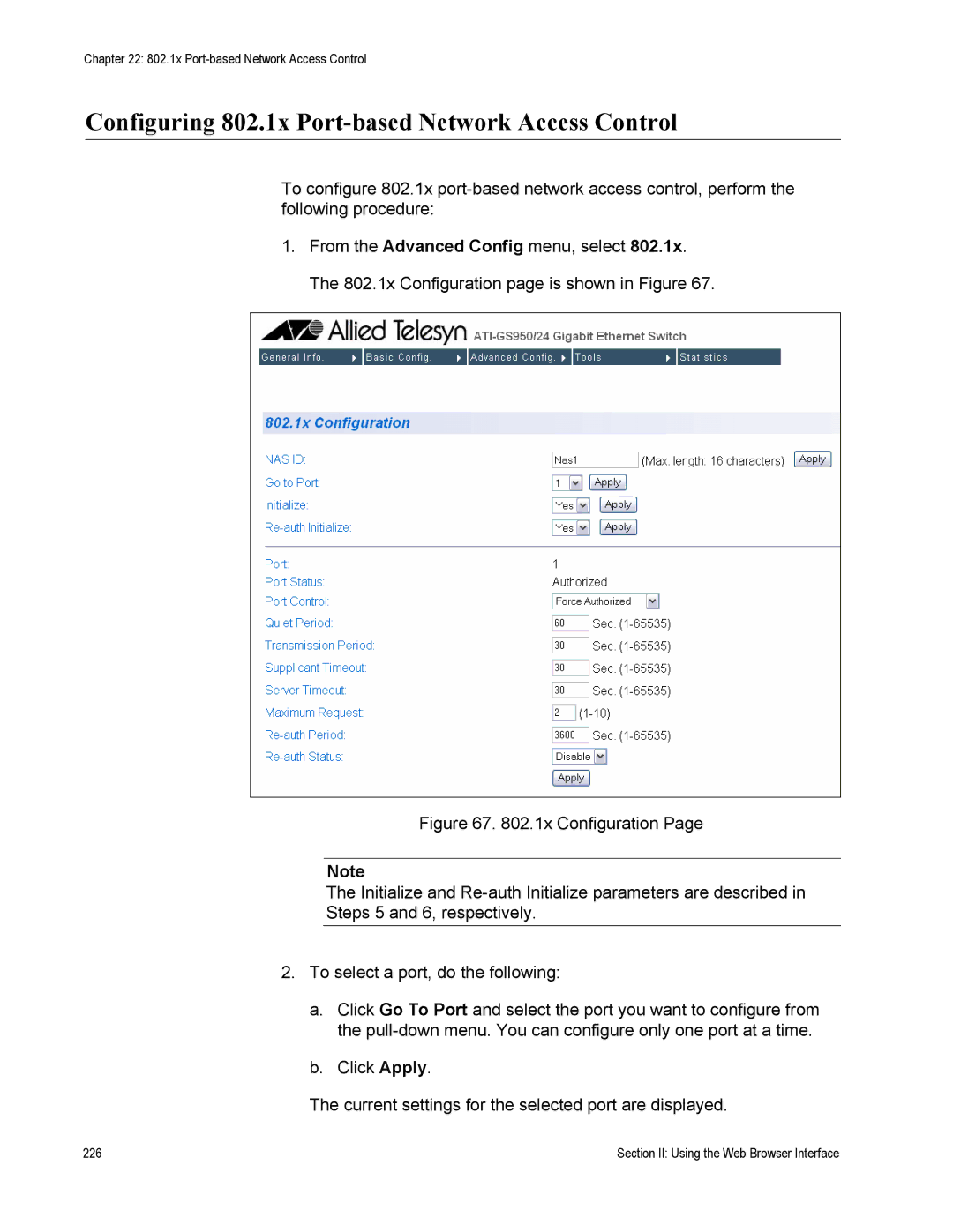 Allied Telesis AT-S79 manual Section II Using the Web Browser Interface 