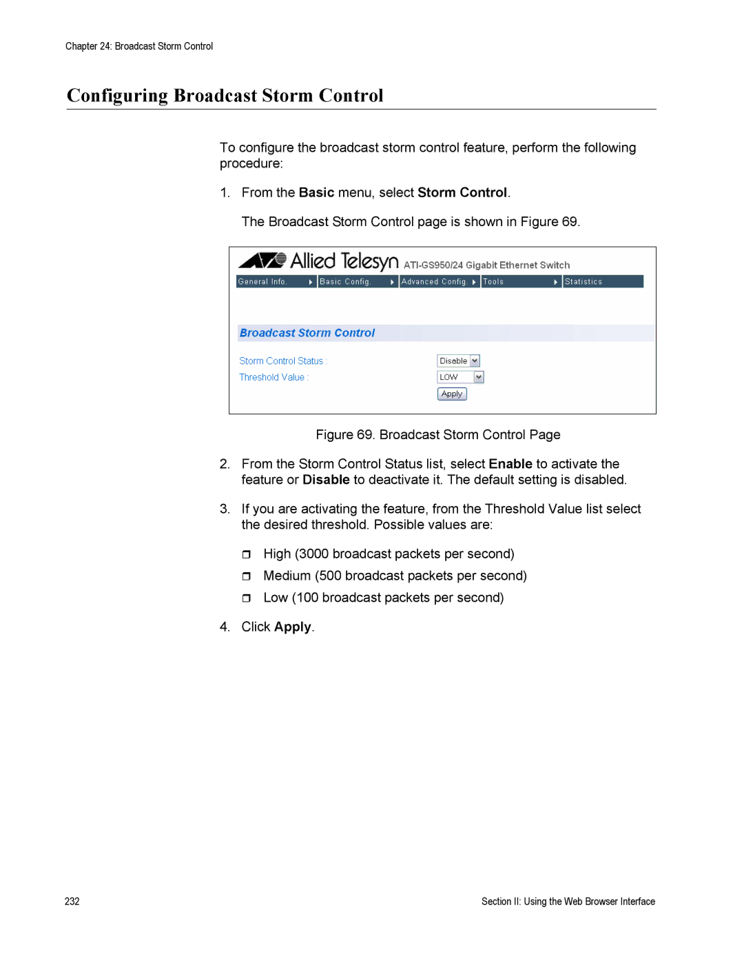 Allied Telesis AT-S79 manual Section II Using the Web Browser Interface 