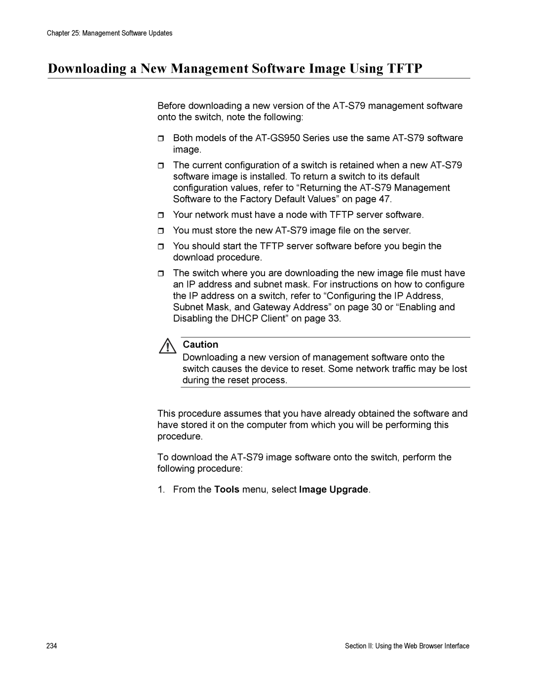 Allied Telesis AT-S79 manual Section II Using the Web Browser Interface 