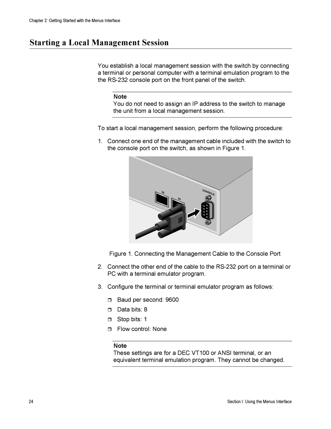 Allied Telesis AT-S79 manual Starting a Local Management Session 