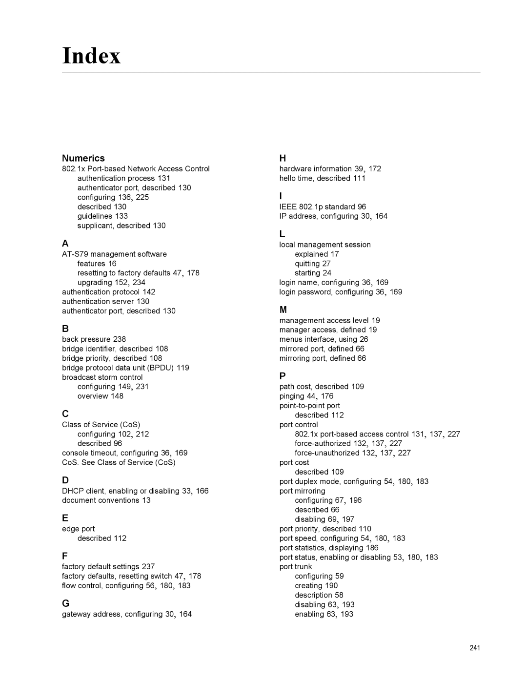 Allied Telesis AT-S79 manual Index, Numerics 