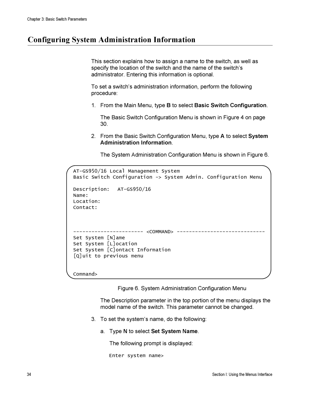 Allied Telesis AT-S79 manual Configuring System Administration Information 