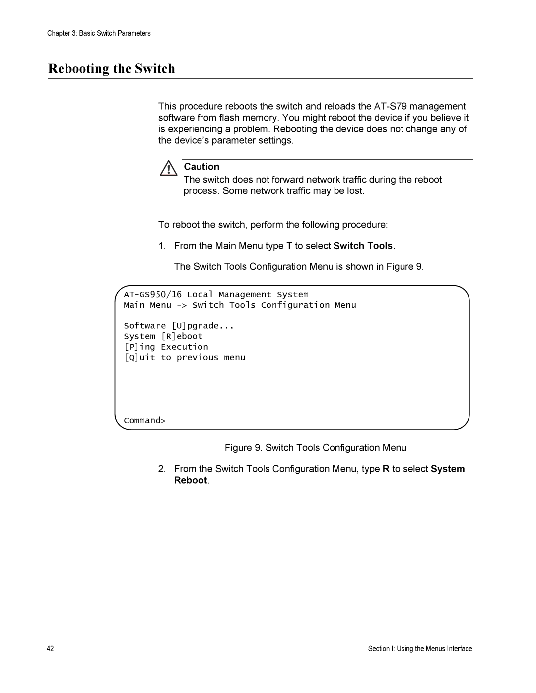 Allied Telesis AT-S79 manual Rebooting the Switch 