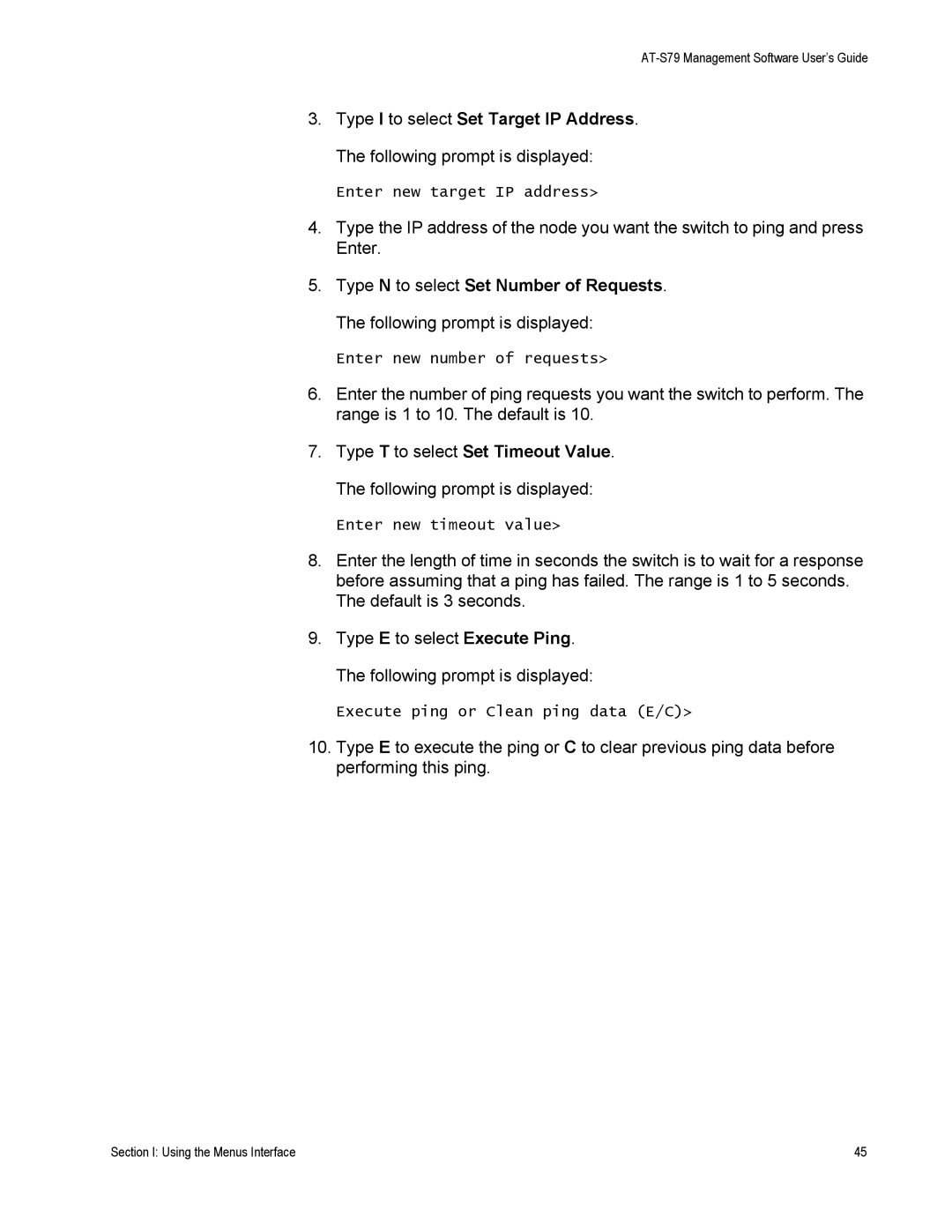 Allied Telesis AT-S79 manual Enter new target IP address 