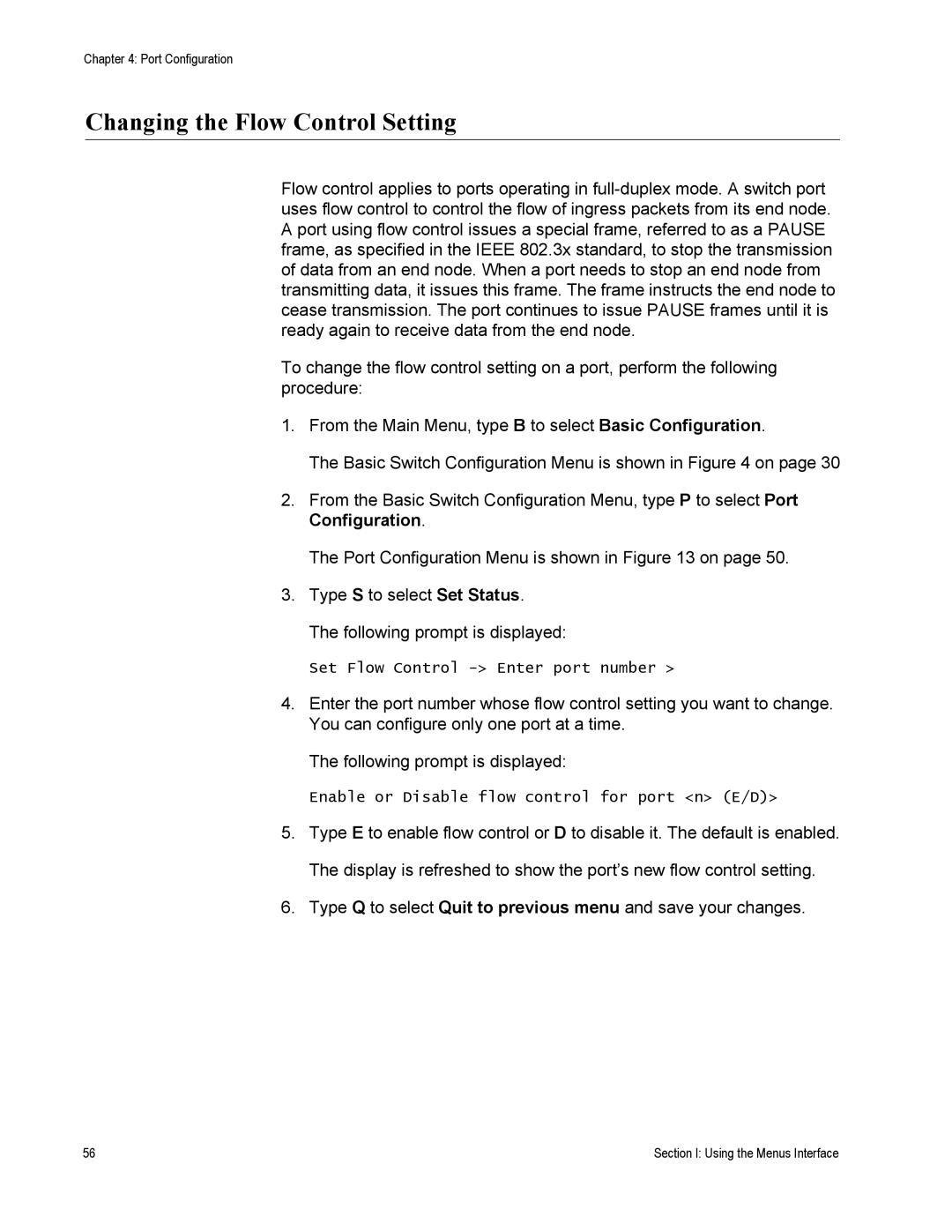 Allied Telesis AT-S79 manual Changing the Flow Control Setting 