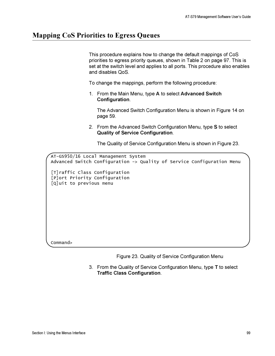 Allied Telesis AT-S79 manual Mapping CoS Priorities to Egress Queues 