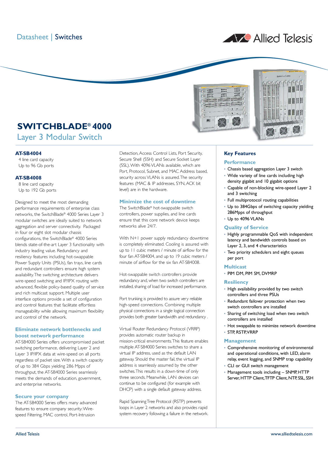 Allied Telesis AT-SB4008 manual Eliminate network bottlenecks and boost network performance, Secure your company 