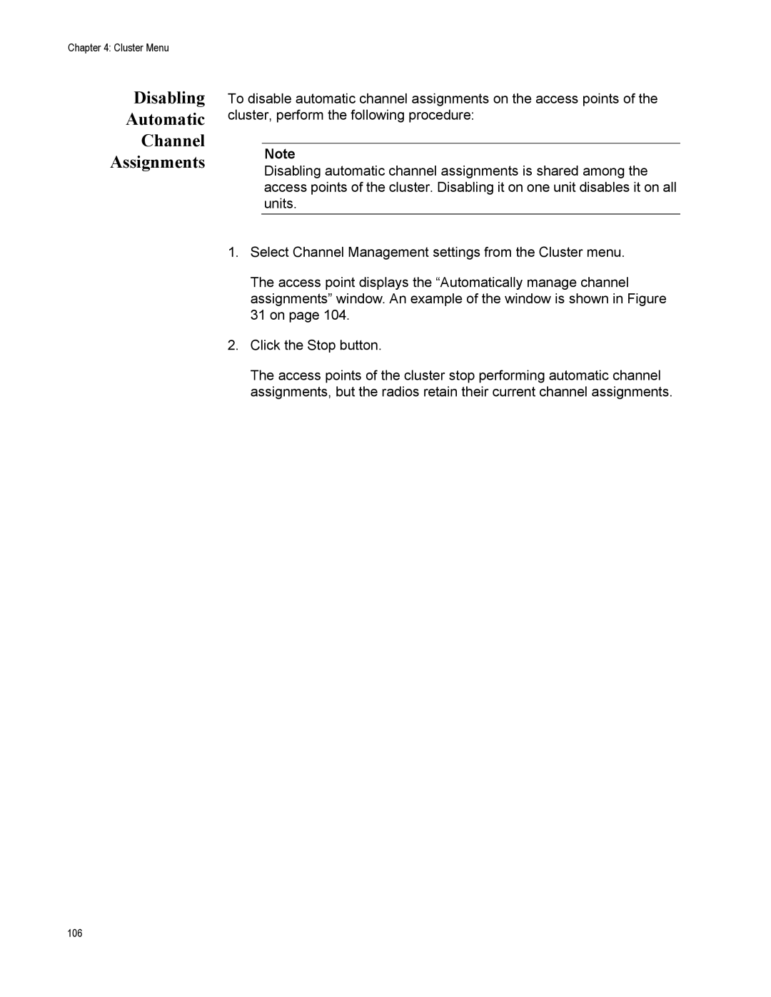 Allied Telesis AT-TQ2450 manual Disabling Automatic Channel Assignments 