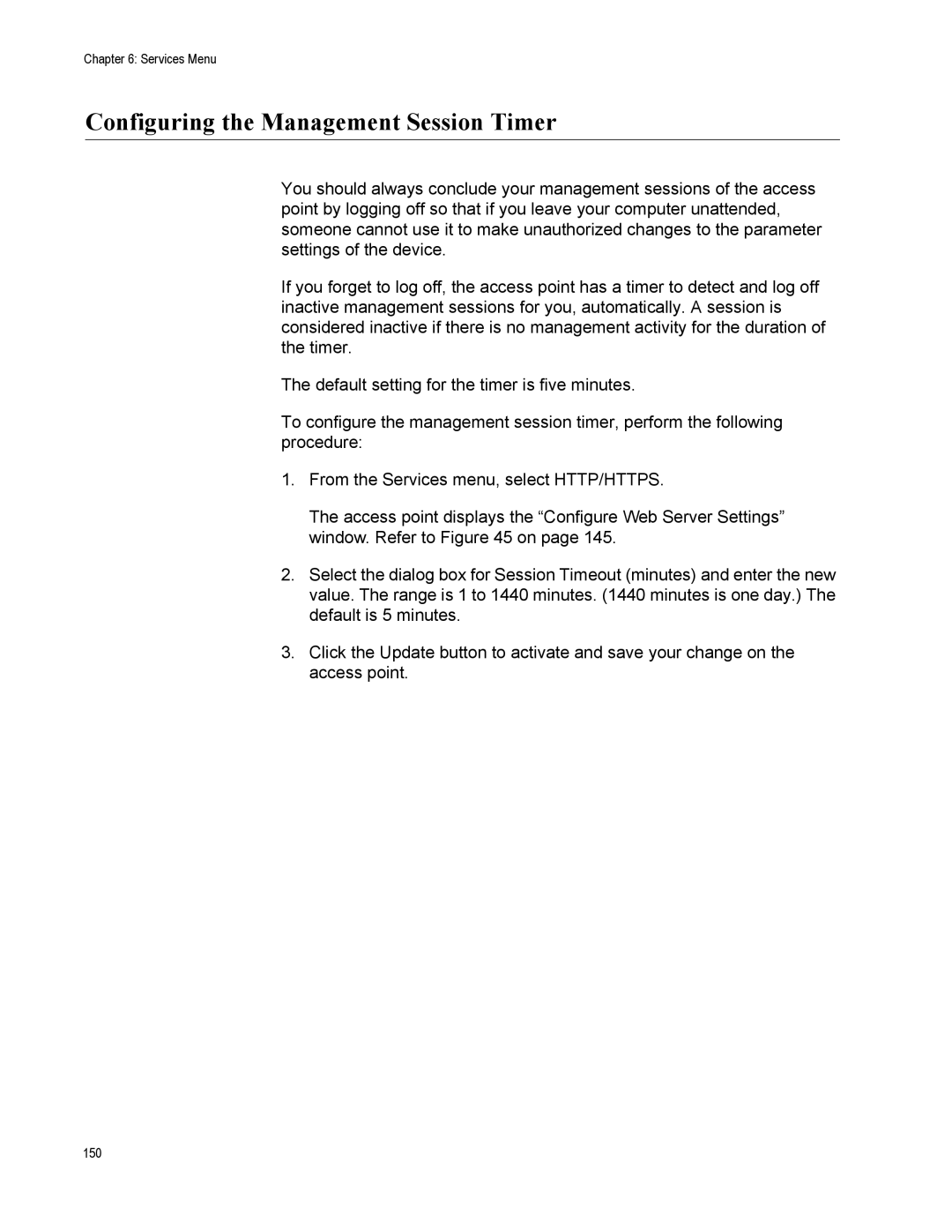 Allied Telesis AT-TQ2450 manual Configuring the Management Session Timer 