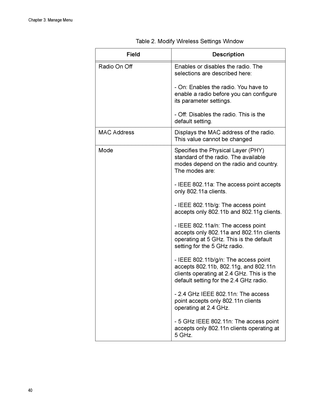 Allied Telesis AT-TQ2450 manual Modify Wireless Settings Window 