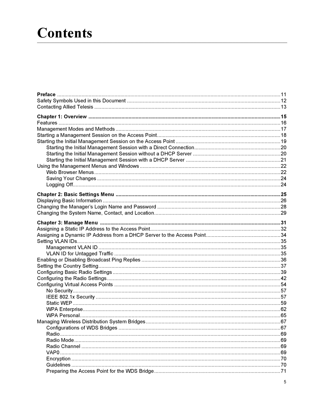 Allied Telesis AT-TQ2450 manual Contents 