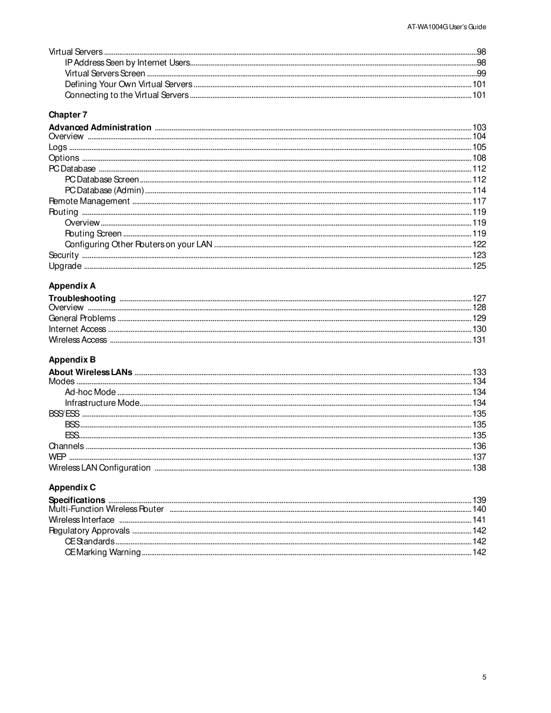 Allied Telesis AT-WA1004G manual Appendix a 