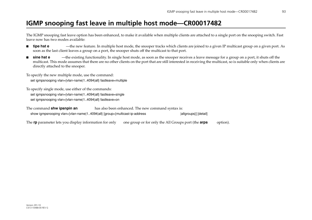 Allied Telesis AT-WA1104G-10 manual Igmp snooping fast leave in multiple host mode-CR00017482 