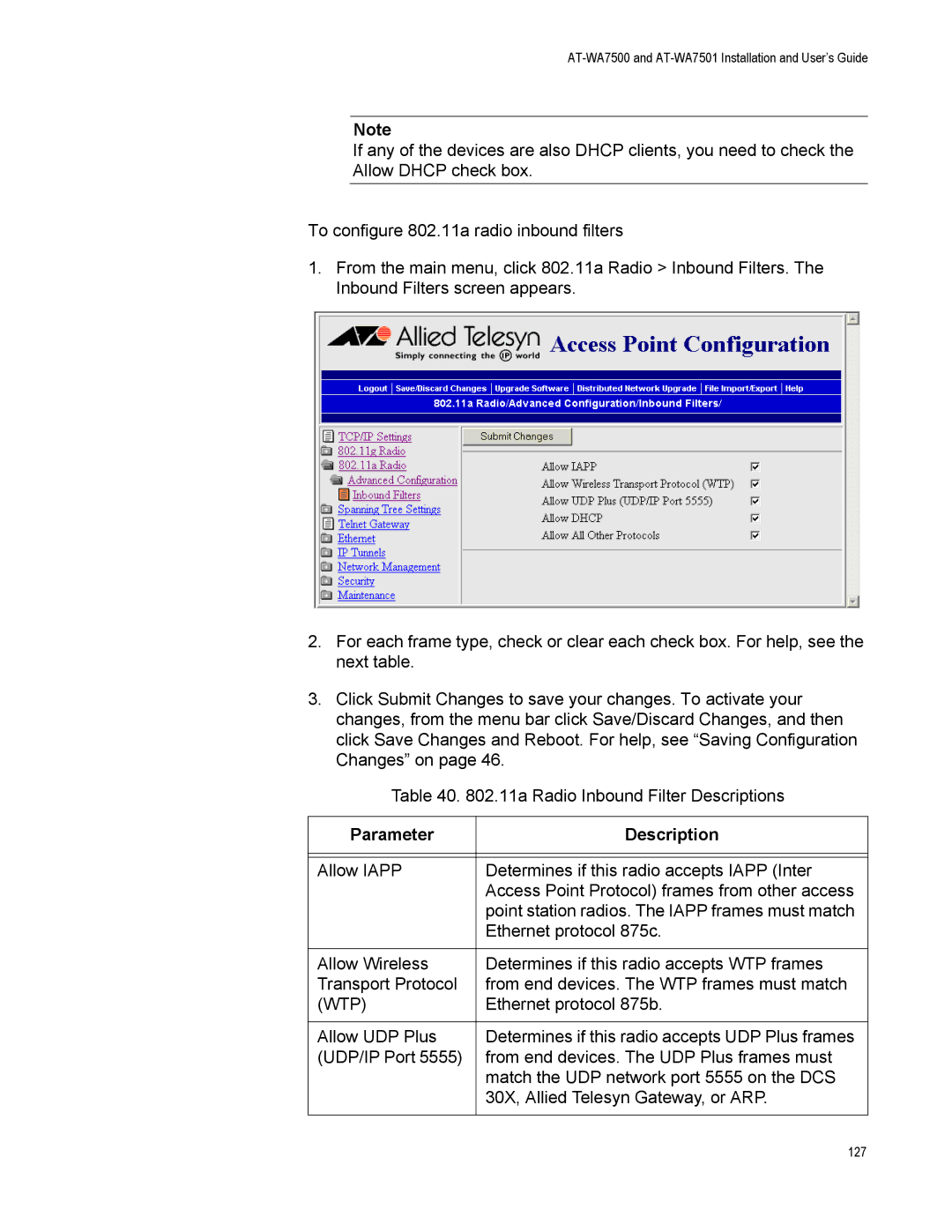 Allied Telesis AT-WA7501, AT-WA7500 manual 127 