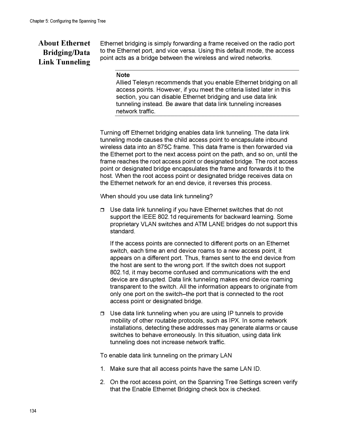 Allied Telesis AT-WA7500, AT-WA7501 manual About Ethernet Bridging/Data Link Tunneling 