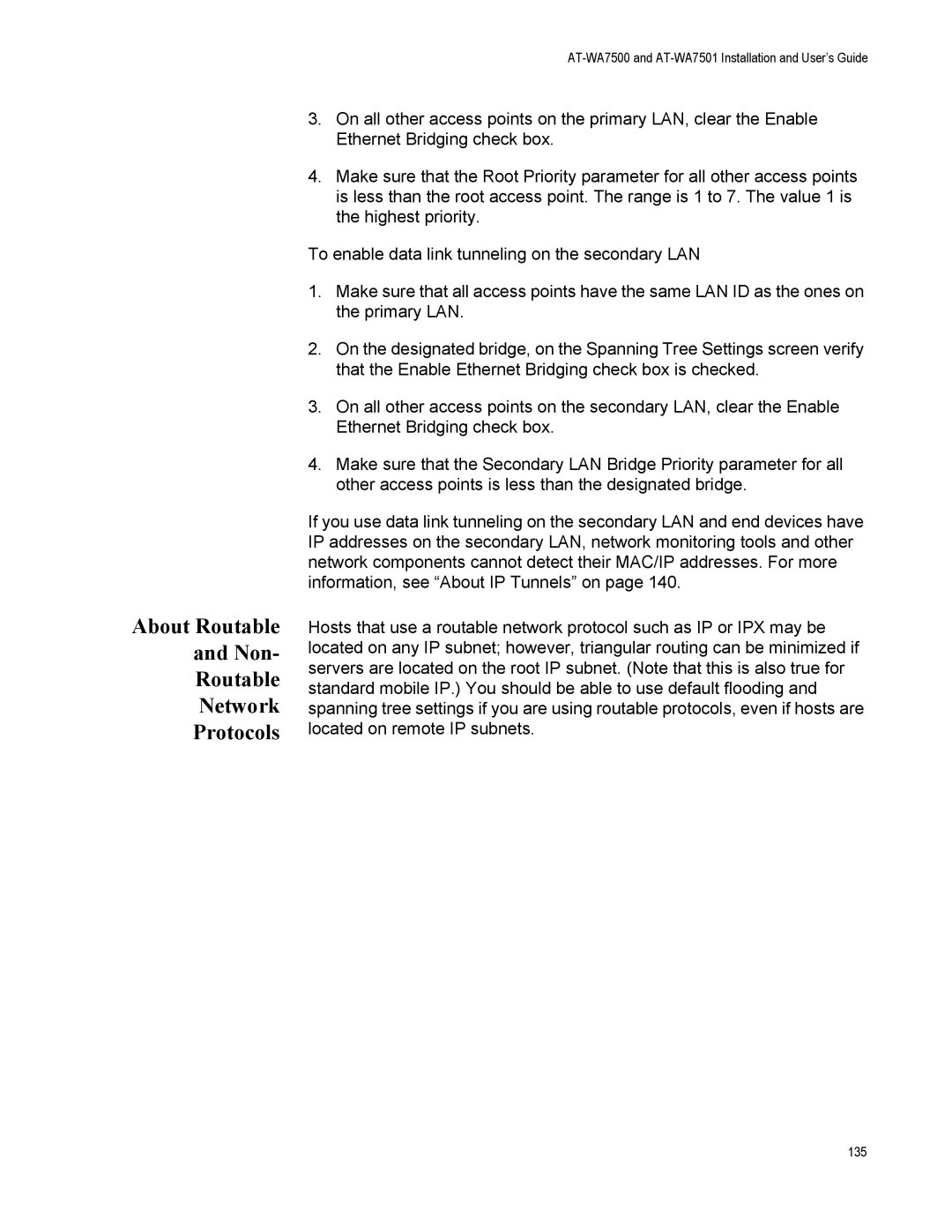 Allied Telesis AT-WA7501, AT-WA7500 manual About Routable Non Network Protocols 