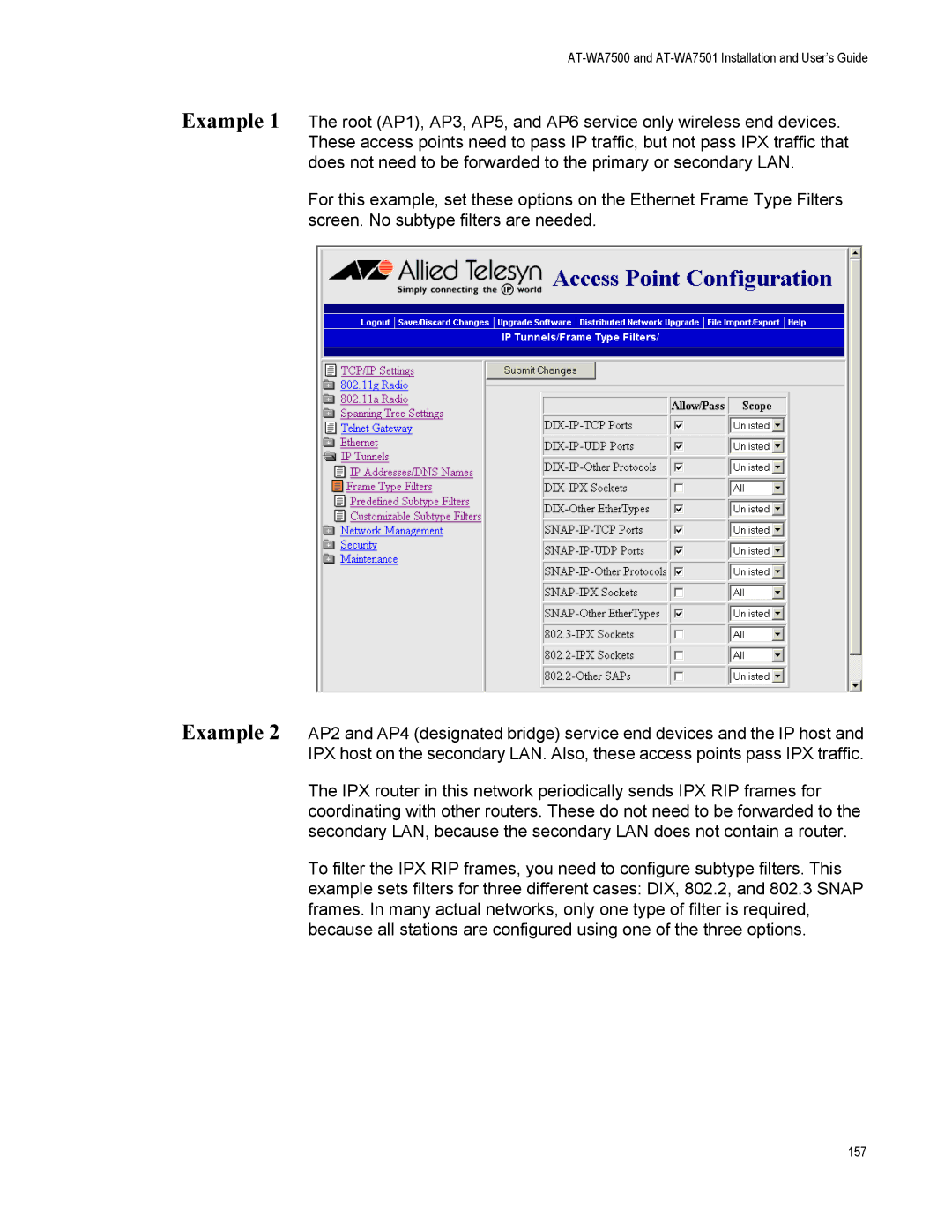 Allied Telesis AT-WA7501, AT-WA7500 manual Example 