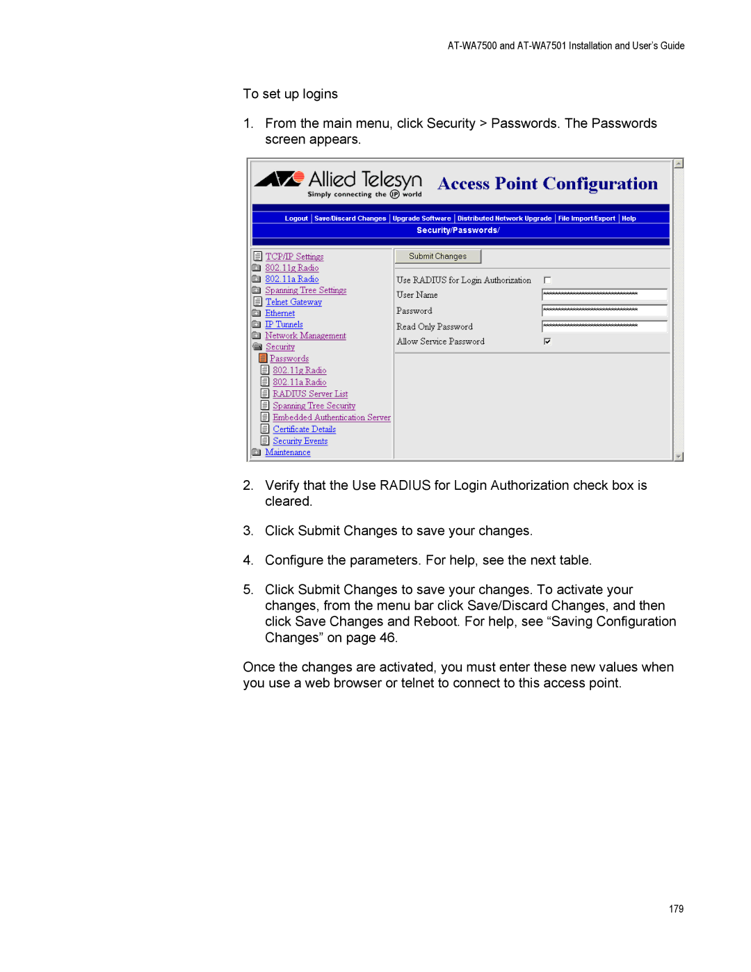 Allied Telesis AT-WA7501, AT-WA7500 manual 179 