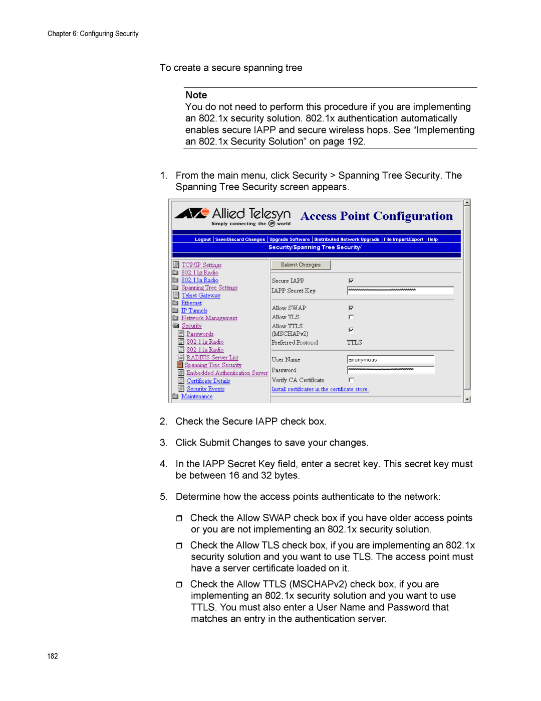 Allied Telesis AT-WA7500, AT-WA7501 manual 182 