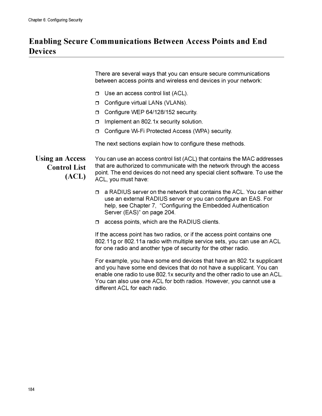 Allied Telesis AT-WA7500, AT-WA7501 manual Using an Access Control List, Acl 