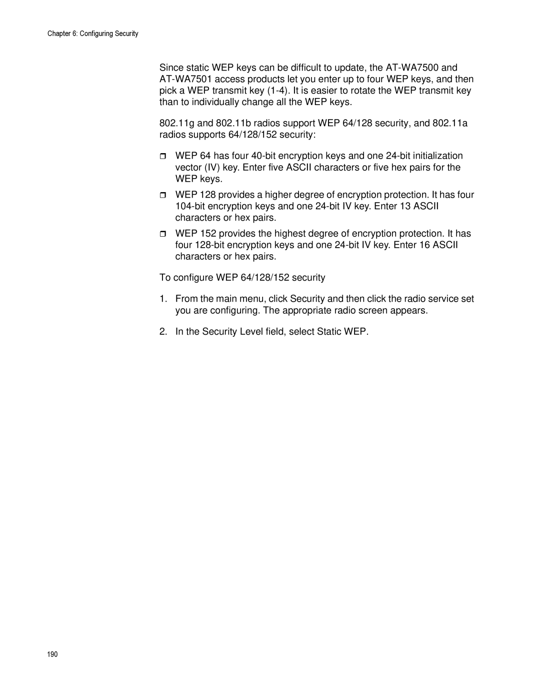 Allied Telesis AT-WA7500, AT-WA7501 manual 190 