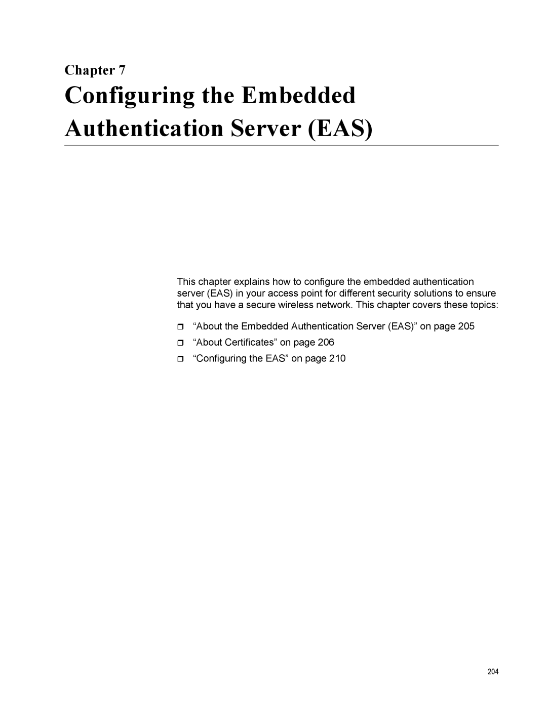 Allied Telesis AT-WA7500, AT-WA7501 manual Configuring the Embedded Authentication Server EAS 