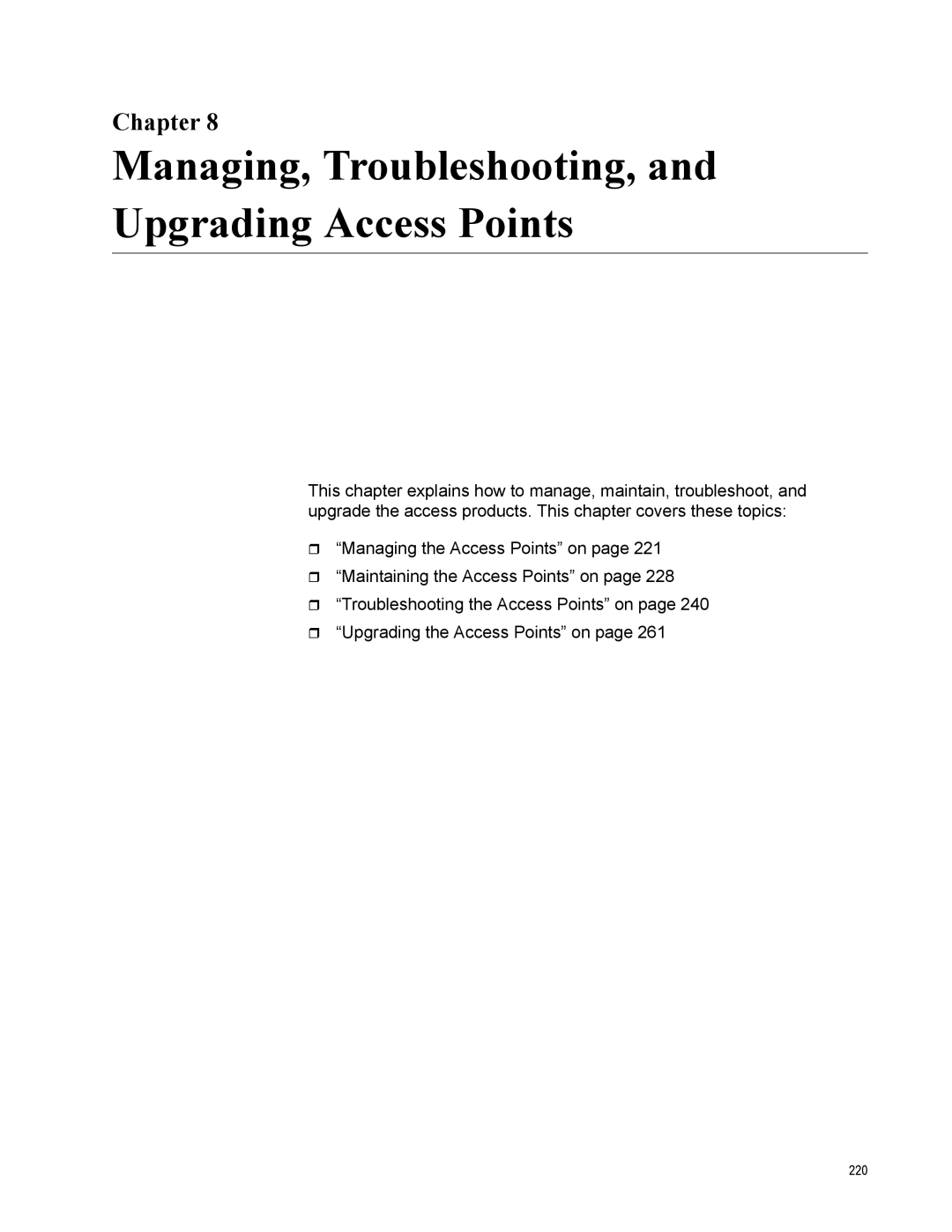 Allied Telesis AT-WA7500, AT-WA7501 manual Managing, Troubleshooting, and Upgrading Access Points 