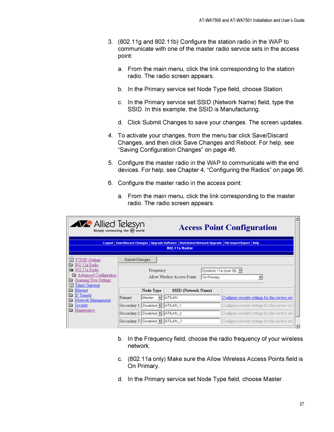 Allied Telesis manual AT-WA7500 and AT-WA7501 Installation and User’s Guide 