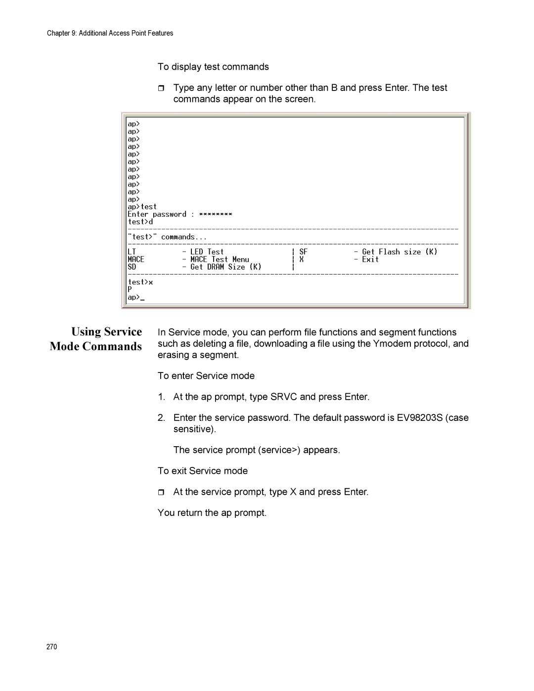 Allied Telesis AT-WA7500, AT-WA7501 manual Using Service Mode Commands 