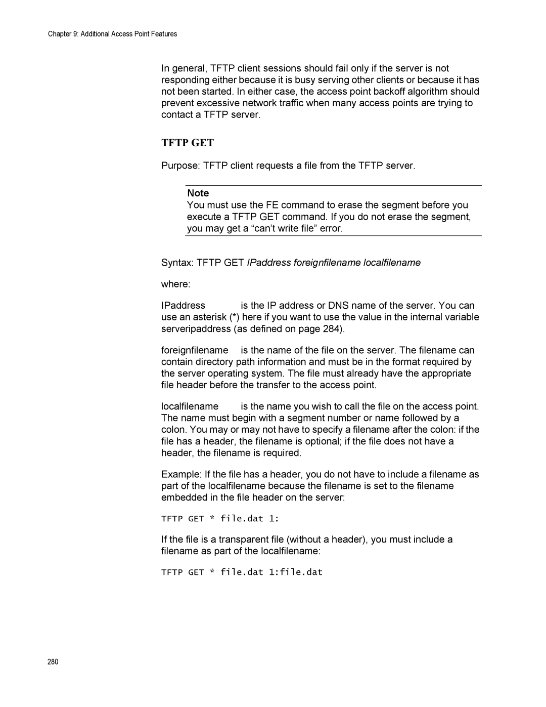 Allied Telesis AT-WA7500, AT-WA7501 manual Tftp GET 