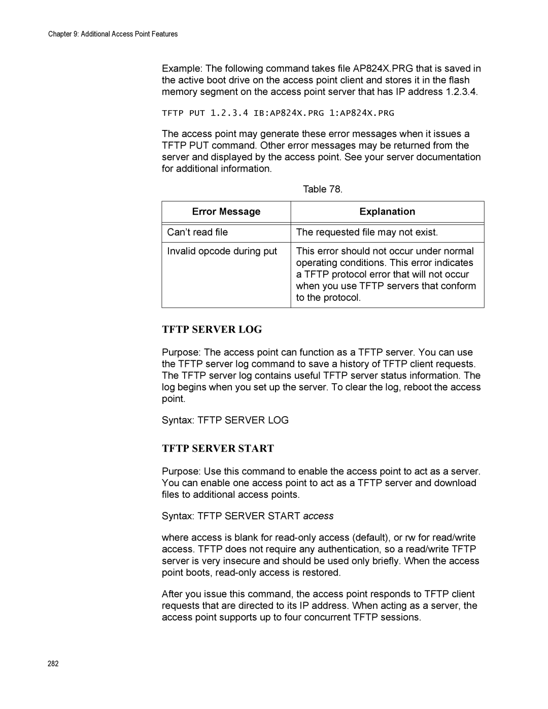 Allied Telesis AT-WA7500, AT-WA7501 manual Tftp Server LOG 