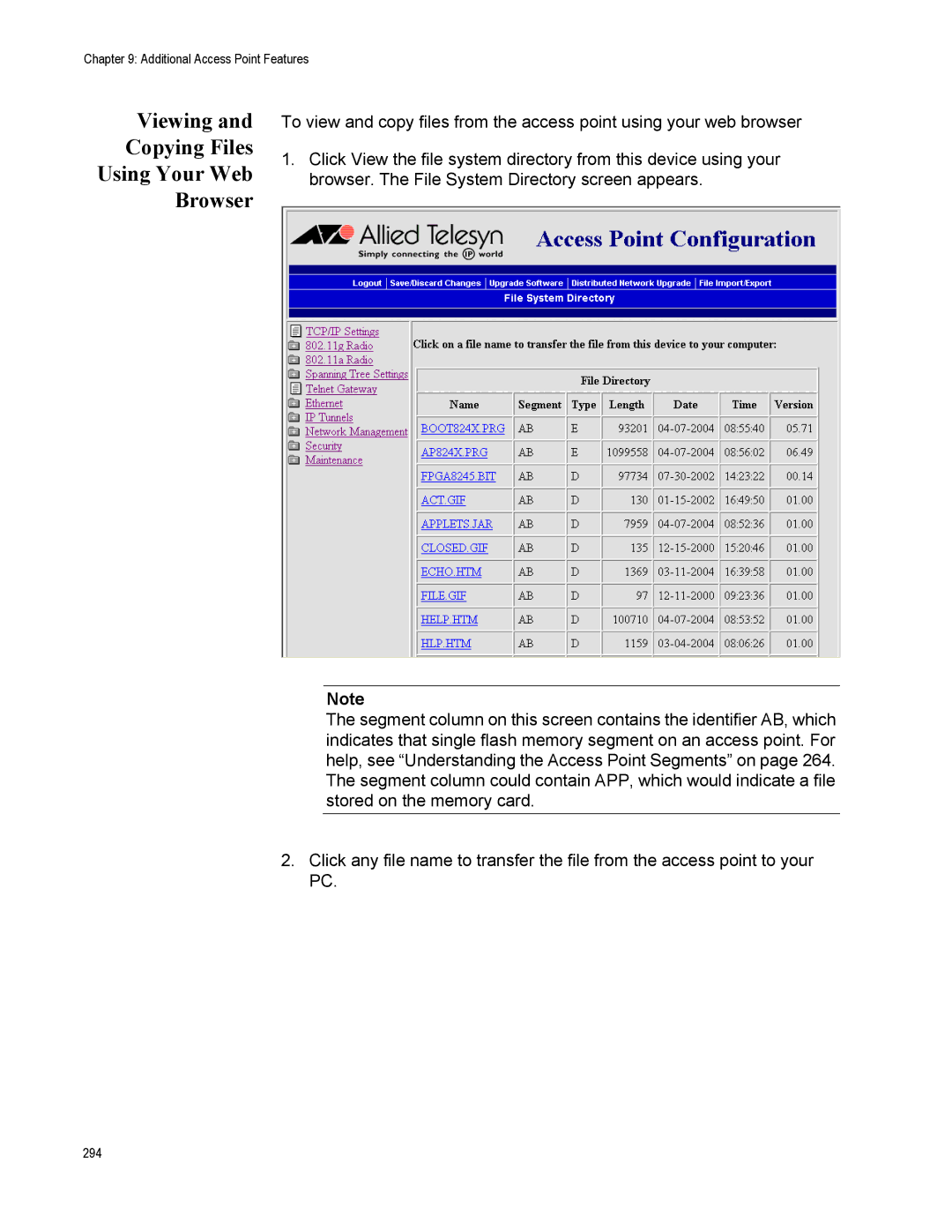 Allied Telesis AT-WA7500, AT-WA7501 manual Viewing Copying Files Using Your Web Browser 