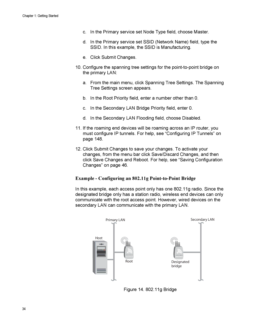 Allied Telesis AT-WA7500, AT-WA7501 manual Example Configuring an 802.11g Point-to-Point Bridge, 11g Bridge 