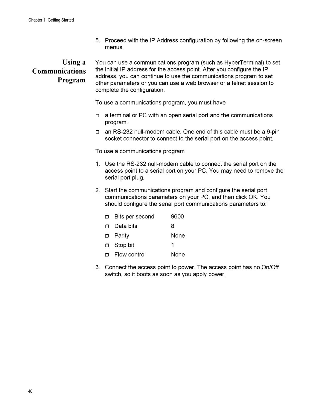 Allied Telesis AT-WA7500, AT-WA7501 manual Using a Communications Program 