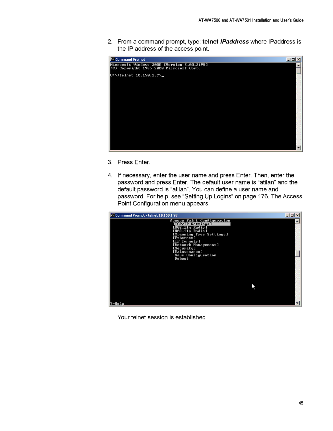 Allied Telesis manual AT-WA7500 and AT-WA7501 Installation and User’s Guide 