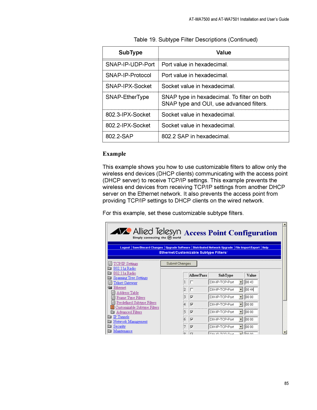 Allied Telesis AT-WA7501, AT-WA7500 manual Example 