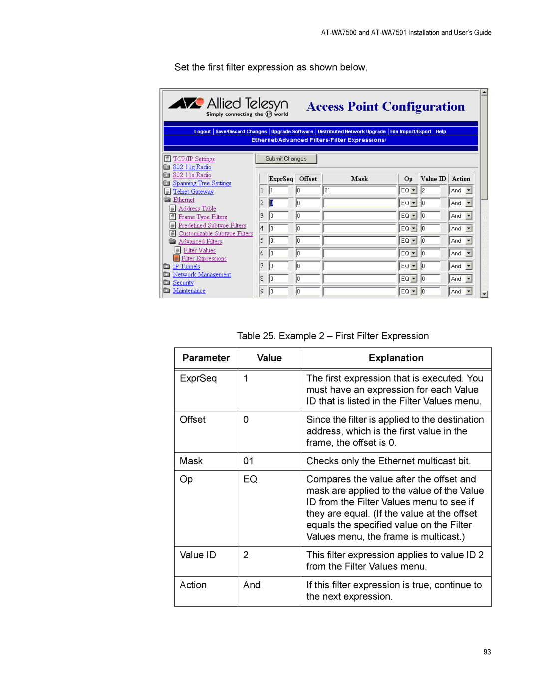 Allied Telesis AT-WA7501, AT-WA7500 manual Parameter Value Explanation 