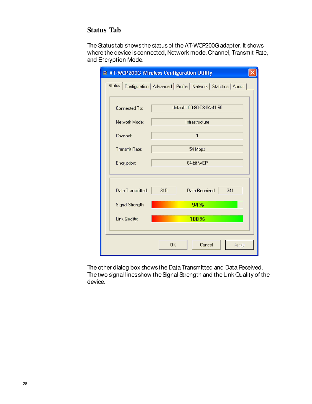 Allied Telesis AT-WCP200G manual Status Tab 