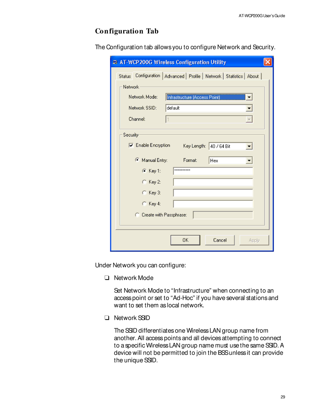 Allied Telesis AT-WCP200G manual Configuration Tab 