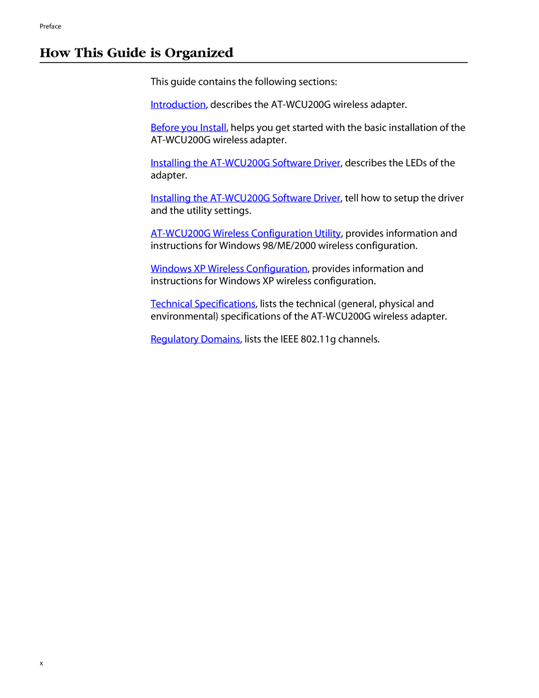 Allied Telesis AT-WCU200G manual How This Guide is Organized 